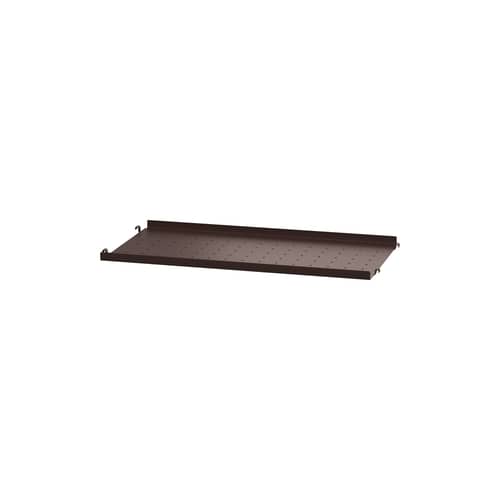 Étagère métal perforé / Rebord bas - L 58 x P 30 cm - String Furniture - Marron foncé - Acier thermolaqué