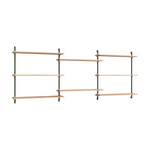 Étagère Wall Shelving – ws.85.3 bois naturel / L 239 x H 85 x Prof. 17,5 cm - MOEBE - Chêne naturel / Vert - Acier, MDF placage chêne