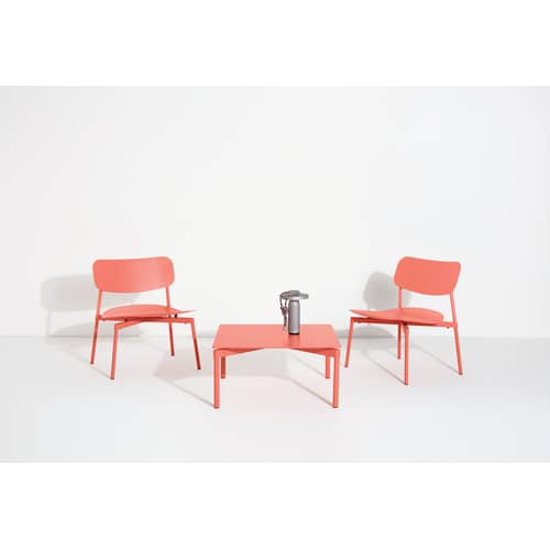 Fauteuil bas empilable Fromme métal rose orange / Aluminium - Petite Friture - Corail - Aluminium