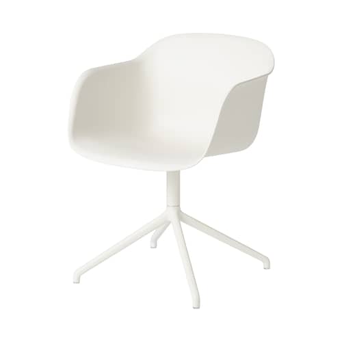Fauteuil pivotant Fiber plastique blanc - Muuto - Blanc / Pieds blancs - Acier peint, Matériau composite recyclé