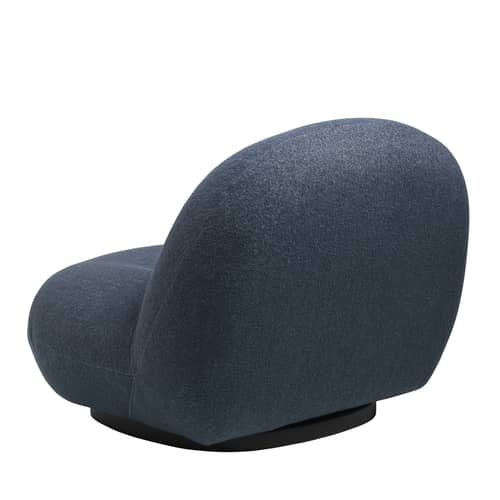 Fauteuil rembourré Pacha tissu bleu / Pierre Paulin - Réédition 1975 - Gubi - Bleu (Tissu Harp 102) / Base noire - Contreplaqué, MDF peint, Mousse, Tissu