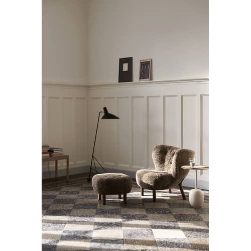 Guéridon Lato LN8 marbre bois naturel / Marbre & bois - Ø 40 x H 50 cm - &tradition - Plateau chêne / Marbre crème - Acier laqué, Contreplaqué de chêne, Marbre