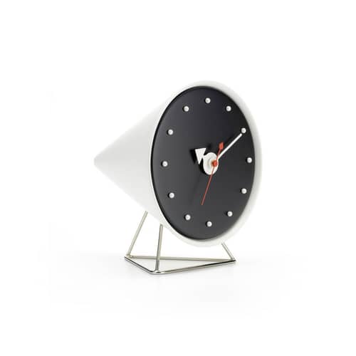 Horloge à poser Desk Clock - Cone Clock / By George Nelson, 1947-1953 - Vitra - Blanc & noir - Polyuréthane