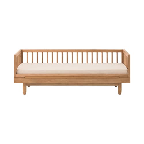 Kinderbett Pure holz natur / Sitzbank - 75 x 145 cm / 3 Halterung mit Stäben - NOBODINOZ - Kinderbett - massive Eiche
