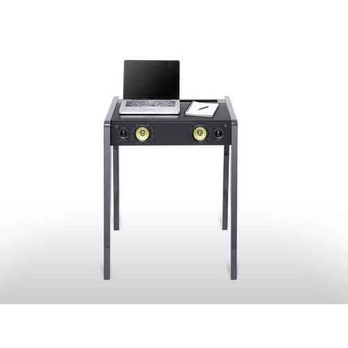 LD 130 Bluetooth speaker wood grey Laptop, iPhone & iPod compatible - W 69 cm - La Boîte Concept - Light grey - Leather, MDF