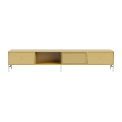 Meuble TV Octave VII bois jaune / Avec pieds - L 183,6 x P 30 x H 36,6 cm - MONTANA - Cumin 157 - Acier, Acier perforé, MDF laqué