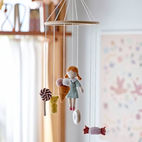 Mobile bébé Rosana tissu multicolore - Bloomingville - Multicolore - Bois de peuplier, Coton