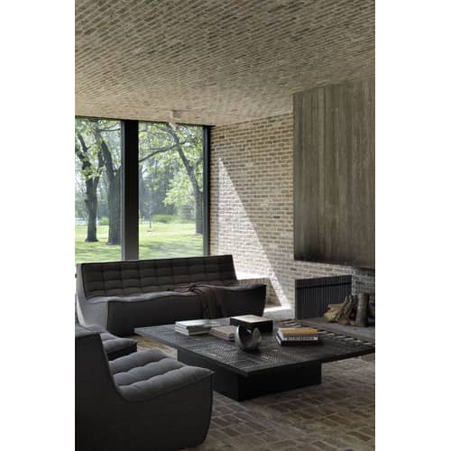 Canapé droit N701 / 3 places - L 210 cm - Ethnicraft - Gris foncé - Bois, Mousse, Tissu