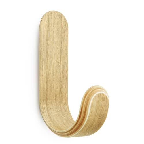Patère Curve bois naturel / H 17,7 cm - Normann Copenhagen - Frêne naturel - Placage frêne verni