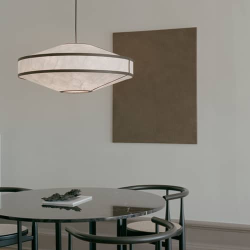 Pendelleuchte Kite papierfaser schwarz / Ø 75 cm - Tyvek - NEW WORKS - Schwarz & Weiss - Stahl, Tyvek