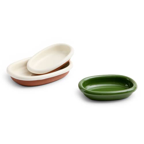 Plat de service Barro Large céramique blanc / 36 x 27 cm - Hay - Blanc cassé & terracotta - Grès