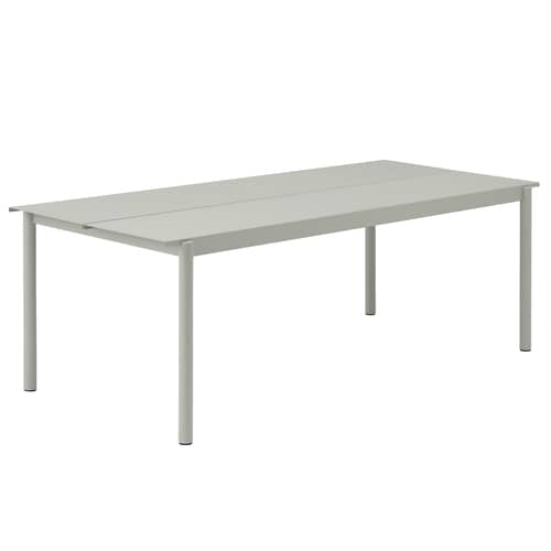 Linear Rectangular table metal grey / Steel - 220 x 90 cm - Muuto - Light grey - Powder-coated steel