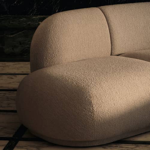 Sofa modulierbar  Rico textil beige / Seitenmodul rechts offen - UK Version - Ferm Living - Seitlich offen rechts - Holz, Schaumstoff, Schlingenpol