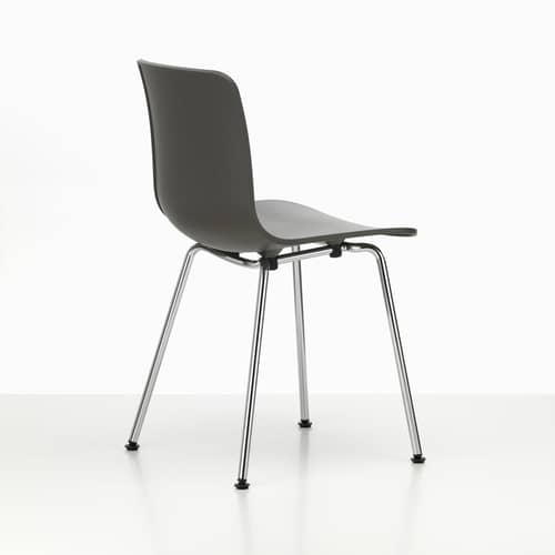 Stuhl HAL RE Tube plastikmaterial grau / Recycling-Kunststoff - Vitra - Basalt / Beine verchromt - Recyceltes Polypropylen, Stahl