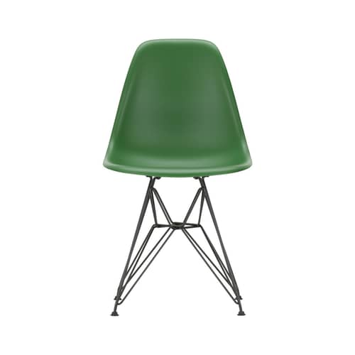 Stuhl RE DSR - Eames Plastic Side Chair plastikmaterial grün / (1950) - Schwarzfuß / Recycelt - Vitra - Smaragdgrün / Schwarzfuß - Epoxid-lackierter Stahl, Recycelter Kunststoff (Post-Consumer)