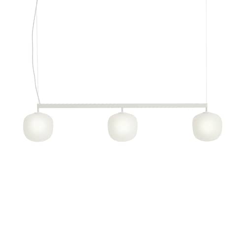 Suspension Rime Rail / L 110 cm - Muuto - Blanc - Aluminium thermolaqué, Verre soufflé bouche