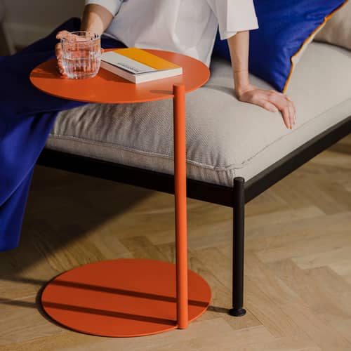 Table d\'appoint Ande métal orange / Ø 40 x H 55 cm - NOO.MA - Ecorce d\'orange - Acier recyclé
