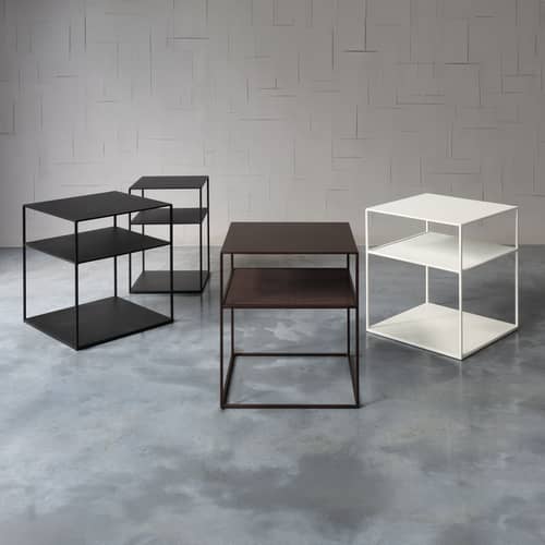 Table d\'appoint Slim Irony Triplet métal noir / 40 x 40 x H 46 cm - Zeus - 40 x 40 x H 46 cm / Noir cuivré - Acier