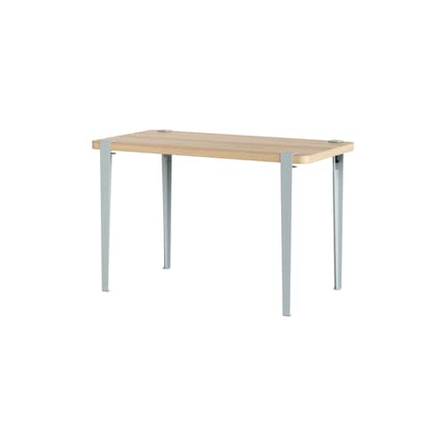 Tavolo rettangolare Lobo legno blu / 120 x 60 cm - Da 2 a 4 persone / Legno eco-certificato - TIPTOE - Rovere / Piedi Blu pallido - Acciaio, Pannello truciolare riciclato impiallacciato rovere