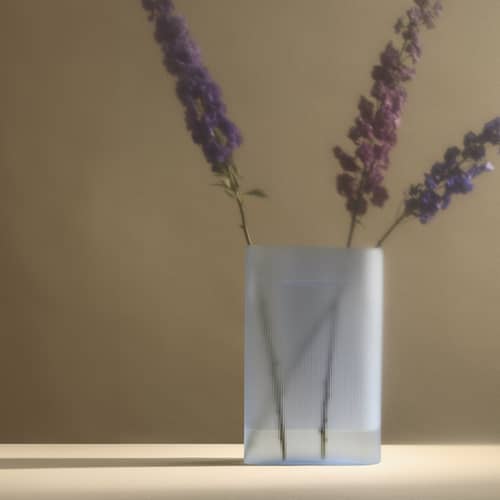 Vase Ridge verre bleu / L 23 x H 35 cm - Muuto - Bleu clair dépoli - Verre dépoli soufflé bouche