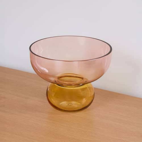 Vaso Show vetro multicolore / Coppa - Ø 25 x H 20 cm - HÜBSCH - Rosa / Ambra - Vetro soffiato a bocca