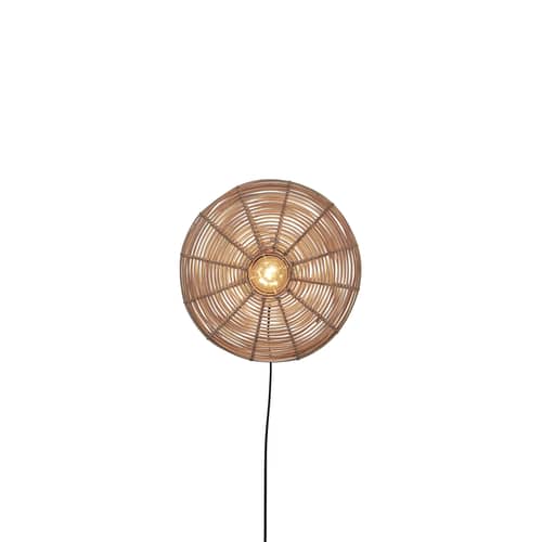 Tanami Disc Wall light with plug cane & fibres wood beige / Rattan / Ø 40 cm - GOOD&MOJO - Natural - Iron, Rattan