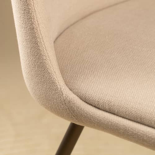 Chaise rembourrée Rely HW9 tissu beige  / Seconde vie - &tradition - Beige-gris (tissu Linara Stone) / Pieds bronze - Fibre de verre, Mousse HR, Polypropylène, Tissu
