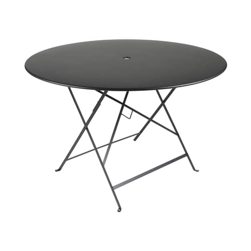 Tavolo pieghevole Bistro metallo nero / Ø 117 cm -  6/8 persone - Foro per parasole - Fermob - Liquirizia - Acciaio verniciato