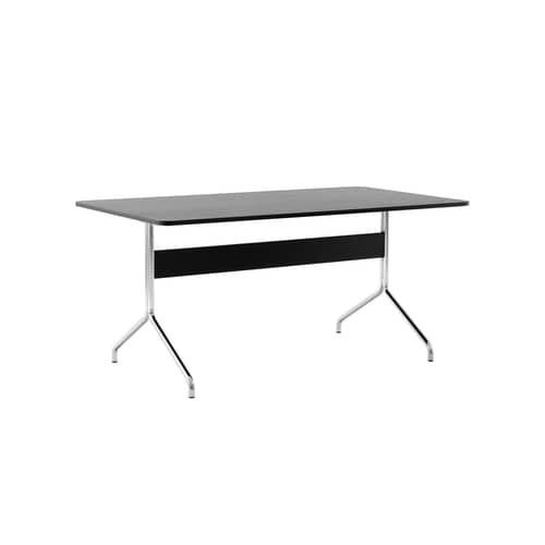 Bureau Pavilion AV18 bois noir / 160 x 90 cm - &tradition - Noir / Chromé - Acier, MDF plaqué chêne laqué