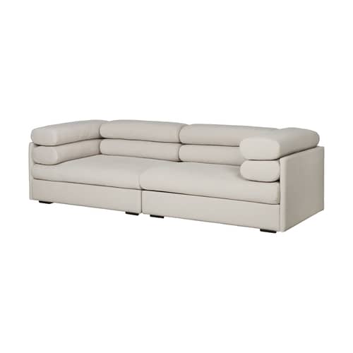 Canapé droit Elogio tissu blanc / 3 places - L 270 cm / Réédition 1974 - Gubi - Blanc cassé (tissu Fustagno 001) - Contreplaqué, Mousse, Tissu