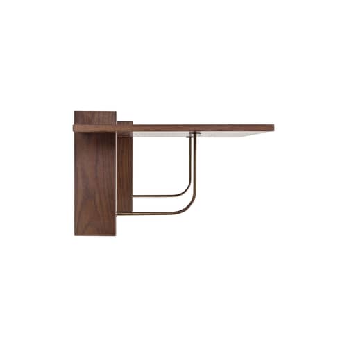 Console murale Corbel / Bureau - L 100 x P 45 cm - Audo Copenhagen - Chêne teinté foncé / Bronze - Acier, MDF plaqué chêne teinté foncé