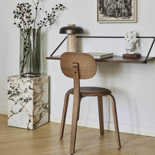 Plinth Tall End table stone beige / Marble - 30 x 30 x H 51 cm - Audo Copenhagen - Calacatta marble (viola) - Acacia wood, Marble