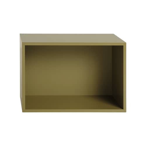 Étagère Stacked bois vert / Large rectangulaire 65x43 cm / Avec fond - Muuto - Vert kaki - MDF peint