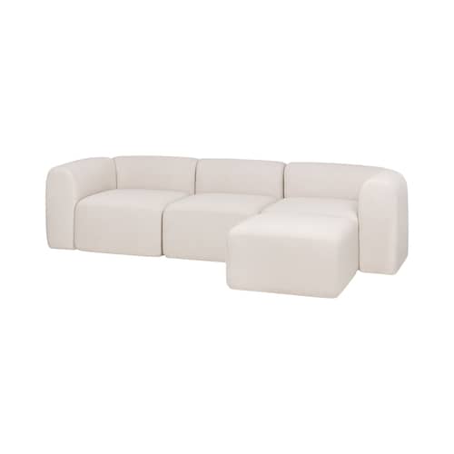 Ecksofa Flom textil beige / L 262 cm - NOO.MA - Beige Wolke - Holz, Polyester-Gewebe, Polyesterwattefüllung