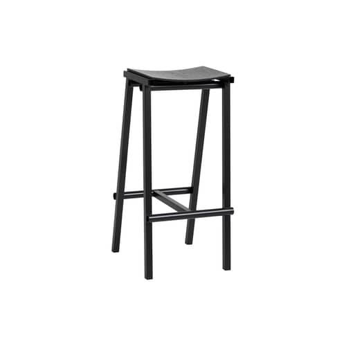 Taburete 8 High stool metal black / H 75 cm - Hay - Black / Black seat - Plywood, Steel
