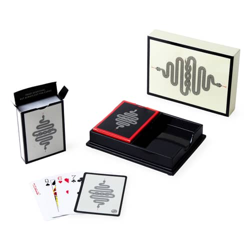 Jeu de cartes Eden bois blanc noir / 2 jeux de cartes dans coffret bois laqué - Jonathan Adler - Eden / Noir & blanc - Bois laqué, Carton