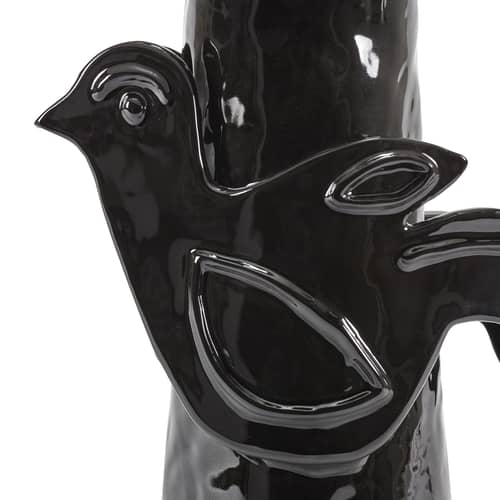 Lampada da tavolo Paloma ceramica nero / H 52 cm - Serax - Nero / Paralume beige - Gres smaltato, Lino