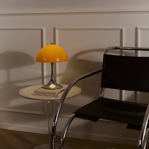 Lampe sans fil rechargeable Panthella 250 The Originals / LED - Ø 25 cm - Louis Poulsen - Orange opalin / Chromé - ABS, PMMA