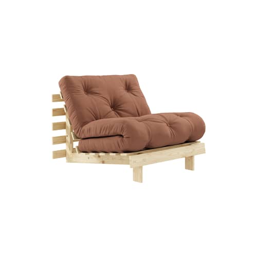 Fauteuil convertible Roots / Dormeuse & lit d\'appoint - 3 positions / Structure pin clair - KARUP DESIGN - Brun argile 759 / Pin clair - Fibres recyclées mélangées, Mousse, Pin massif certifié FSC, Tissu