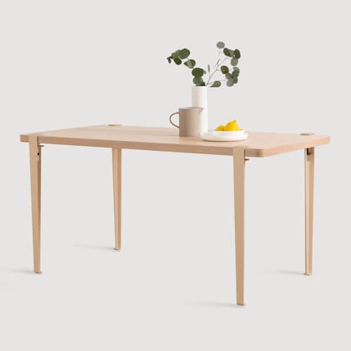Pied  métal rose avec fixation étau / By Heju - H 75 cm / Pour créer table & bureau - TIPTOE - Rose Aurore - Acier thermolaqué