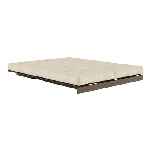 Schlafcouch Roots holz beige / B 160 cm - 3 Positionen / Struktur Braun - KARUP - Beige 747 / Holz Braun - FSC-zertifizierte, lackierte Massivkiefer, Gewebe, Recycelte Mischfasern, Schaumstoff