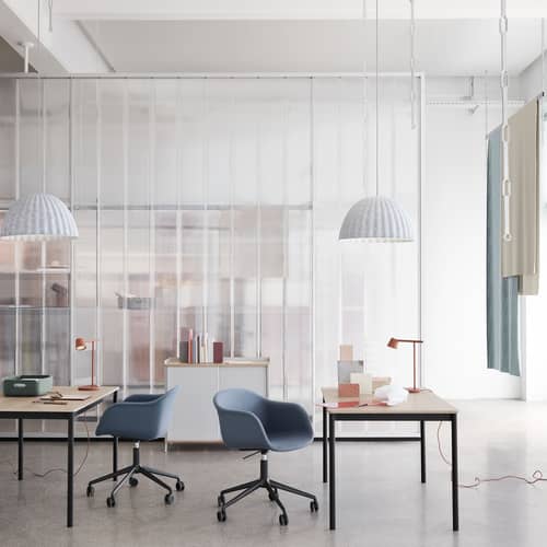 Suspension acoustique Under The Bell Small / Ø 55 cm - Feutre - Muuto - Gris-bleu - Feutre PET recyclé