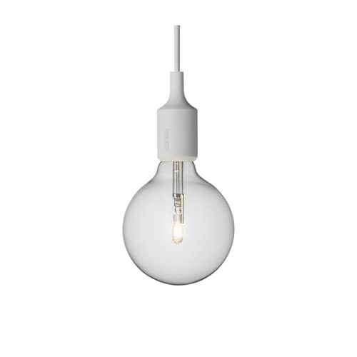 Suspension E27 plastique gris / Silicone - Ampoule incluse - Muuto - Gris clair - Silicone