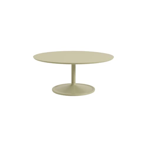 Table basse Soft bois beige / Ø 95 x H 42 cm - Muuto - Beige-vert (stratifié) / Pied beige-vert - Aluminium moulé sous pression, MDF, Stratifié