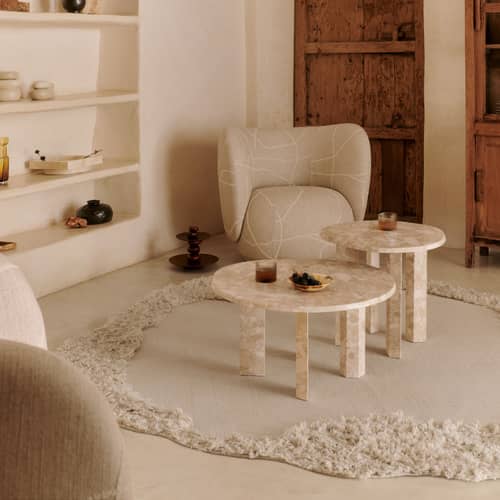 Tapis d\'extérieur Norte / 210 x 220 cm - Plastique post-consommation recyclé - Ferm Living - Naturel -  PET recyclé