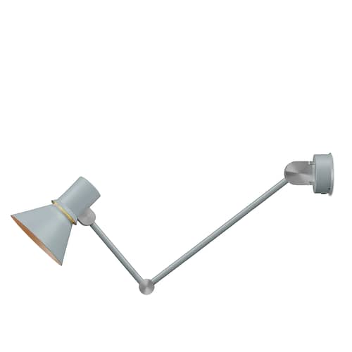 Applique Type 80 W3 metallo grigio / Long Braccio articolato - Collegamento a parete - Anglepoise - Grigio - Acciaio, Alluminio, Ghisa