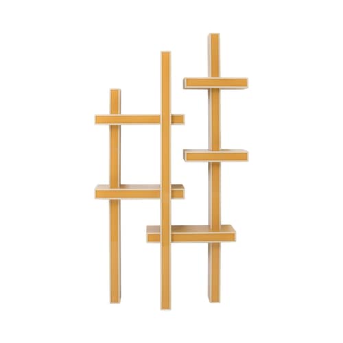 Lepid Bookcase wood yellow / L 116 x H 210 cm - Kartell - Mustard - Polyester-lacquered MDF
