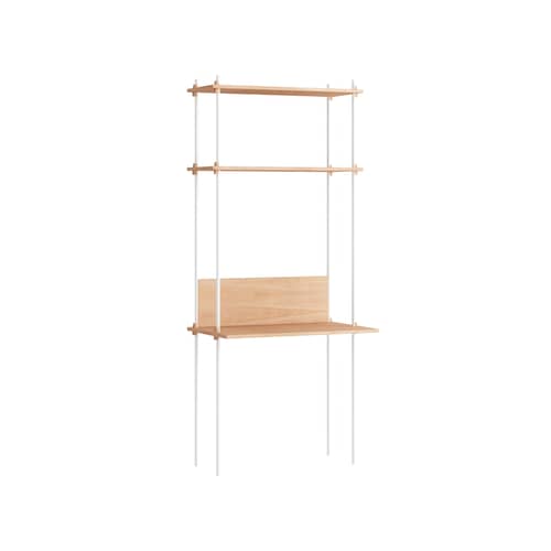 Bureau Shelving System – s.200.1.D / L 85 x H 200 x Prof. 52 / 35 cm - MOEBE - Chêne naturel / Blanc - Acier, MDF placage chêne