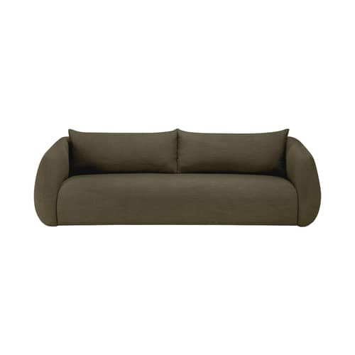 Canapé droit Figur tissu vert / 3 places - L 244 cm - Ethnicraft - Vert Eden - Contreplaqué, Mousse haute densité, Tissu