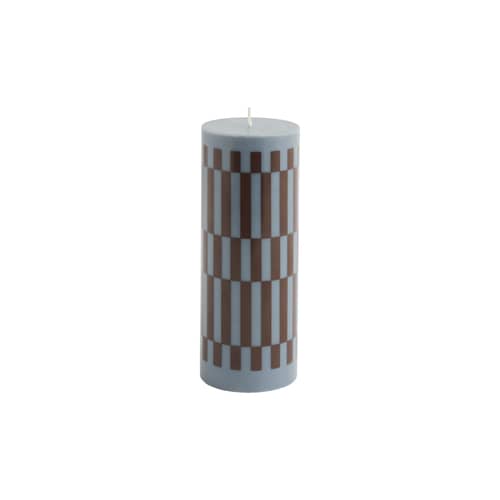 Candela a blocco Column cera multicolore / Ø 7 x H 20 cm - Hay - Antracite / Bordeaux - , Stearin